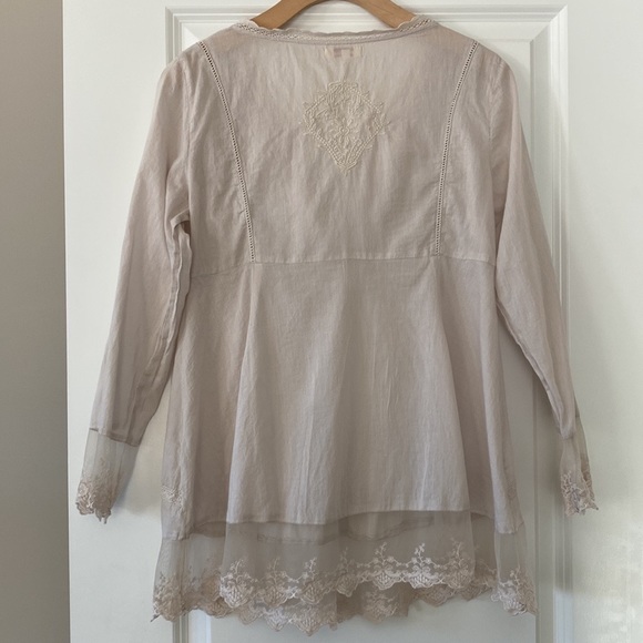 Sundance Tops Sundance Embroidered Tunicpeasant Top W Lace Sheer